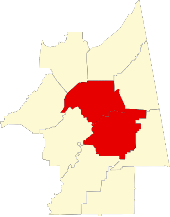 Map of Northeast Alabama service area highlighting Calhoun County